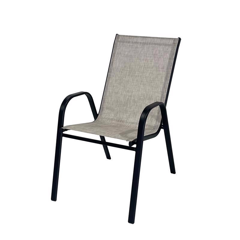 Living Accents Tan Sling Black Steel Frame Stackable Dining Chair