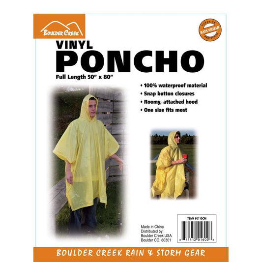 Boulder Creek Yellow Vinyl Rain Poncho 10 mil