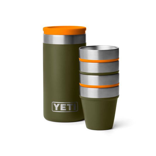 YETI 1.7 King Crab Orange/Olive Stainless Steel Packable Shot Glass Set