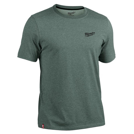 Milwaukee Freeflex XXL Short Sleeve Men's Round Neck Green Hybrid Work Tee Shirt