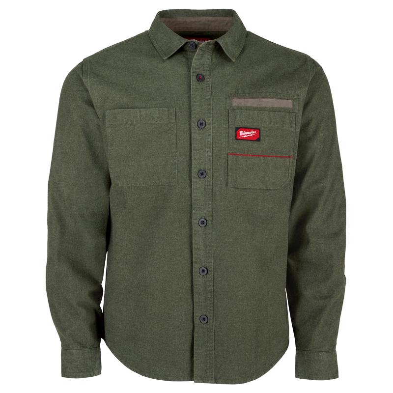 Milwaukee Gridiron XL Long Sleeve Men's Collared Green Flannel Shirt