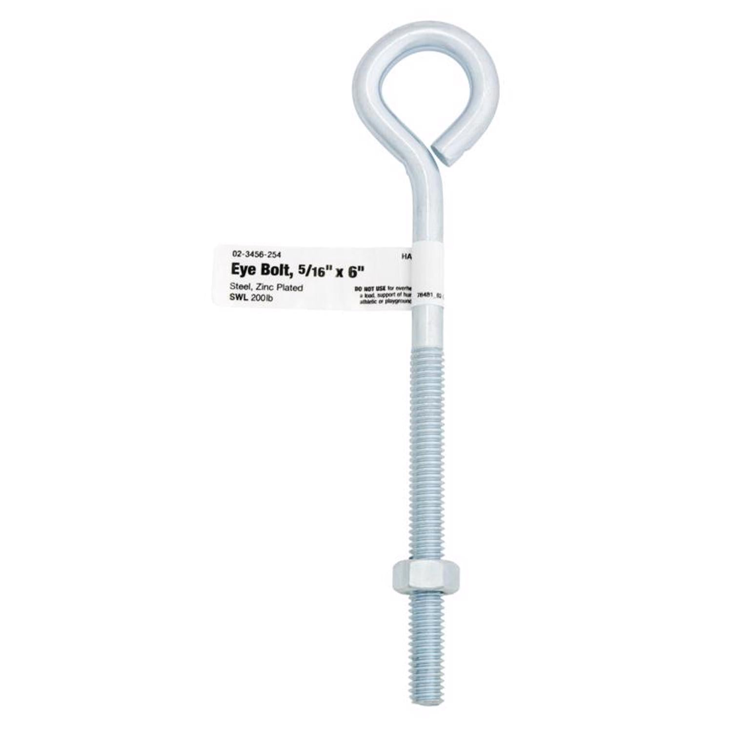 Hampton 5/16 in. X 6 in. L Zinc-Plated Steel Eyebolt Nut Included