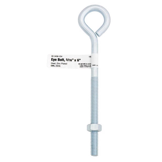Hampton 5/16 in. X 6 in. L Zinc-Plated Steel Eyebolt Nut Included