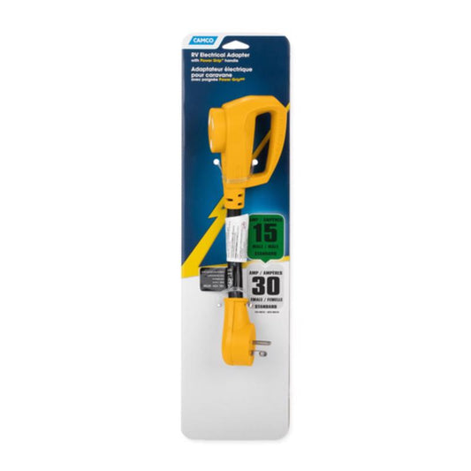 Camco Power Grip 12 in. 30 amps RV Electrical Dogbone Adapter 15-30A 1 pk