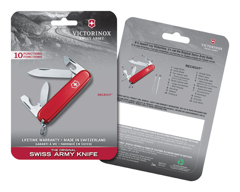 Victorinox Recruit Red 420 HC Stainless Steel 3-4 in. Multi-Function Knife