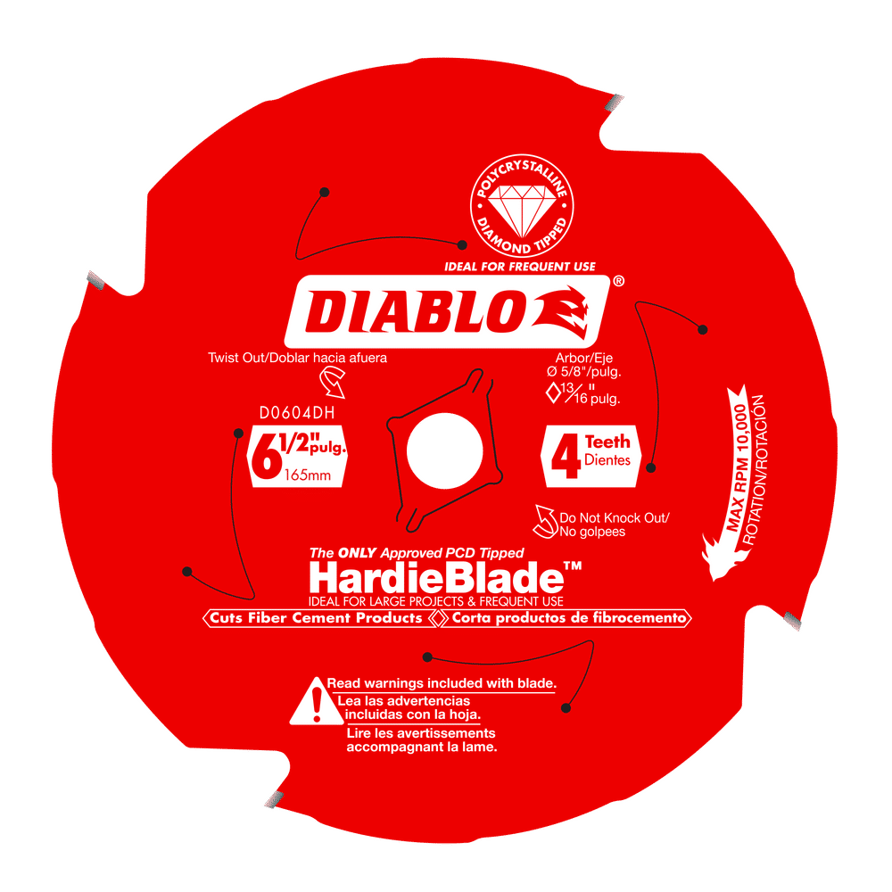 Diablo HardieBlade 6-1/2 in. D X 5/8 in. PCD Fiber Cement Blade 4 teeth 1 pk
