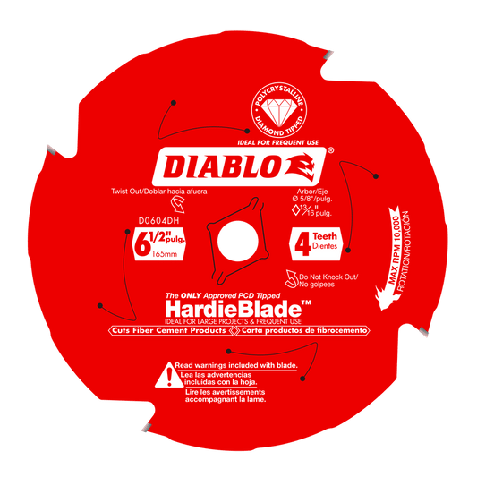 Diablo HardieBlade 6-1/2 in. D X 5/8 in. PCD Fiber Cement Blade 4 teeth 1 pk