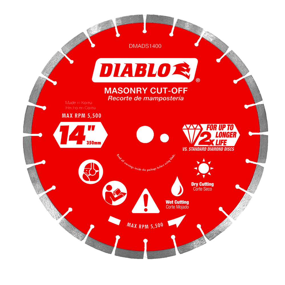 Diablo 14 in. D X 1 in. X .126 in. thick Diamond Segmented Masonry Cut-Off Disc