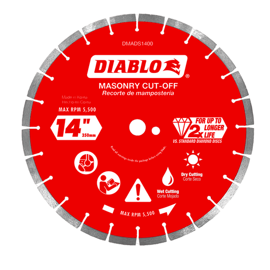 Diablo 14 in. D X 1 in. X .126 in. thick Diamond Segmented Masonry Cut-Off Disc