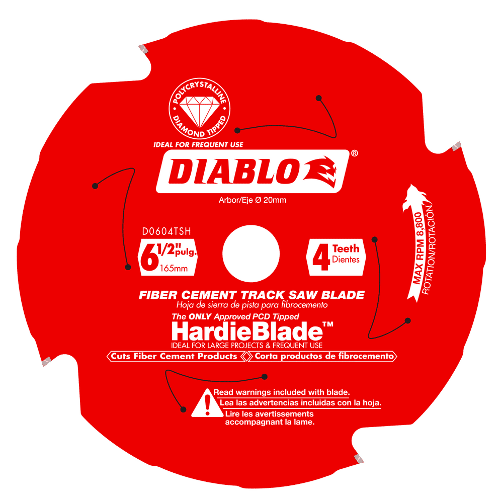 Diablo James Hardie 6-1/2 in. D X 20 mm Polycrystalline Diamond Track Saw Blade 4 teeth 1 pk