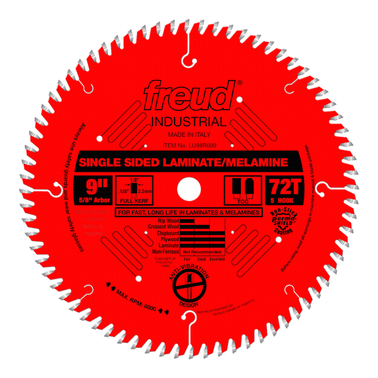 Freud 9 in. D X 5/8 in. Single Sided Laminates TiCo Hi-Density Carbide Saw Blade 72 teeth 1 pk