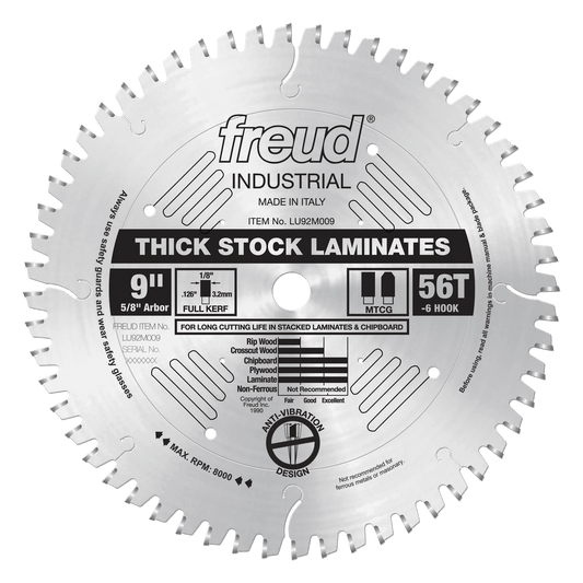 Freud 9 in. D X 5/8 in. Thick Laminate TiCo Hi-Density Carbide Circular Saw Blade 56 teeth 1 pk