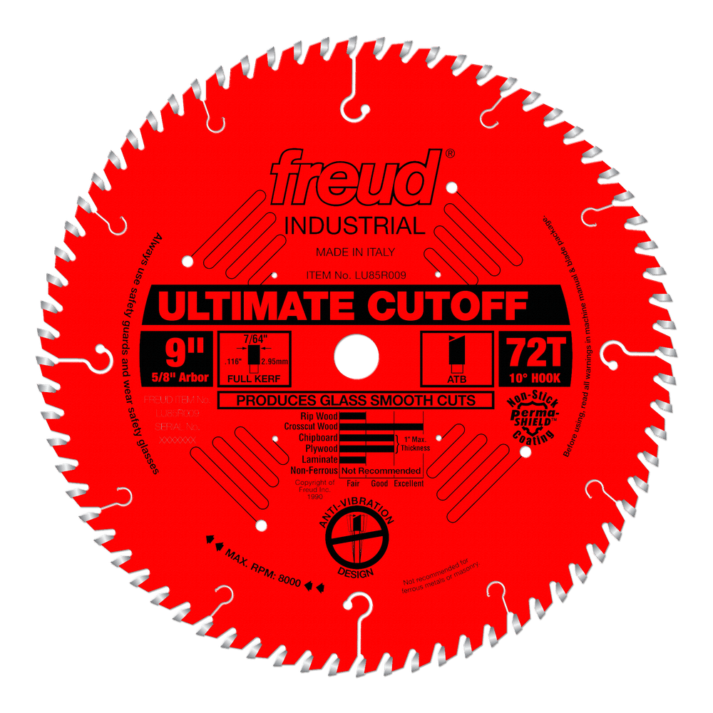 Freud 9 in. D X 5/8 in. Crosscutting TiCo Hi-Density Carbide Circular Saw Blade 72 teeth 1 pk