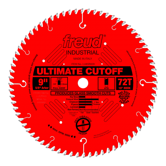 Freud 9 in. D X 5/8 in. Crosscutting TiCo Hi-Density Carbide Circular Saw Blade 72 teeth 1 pk