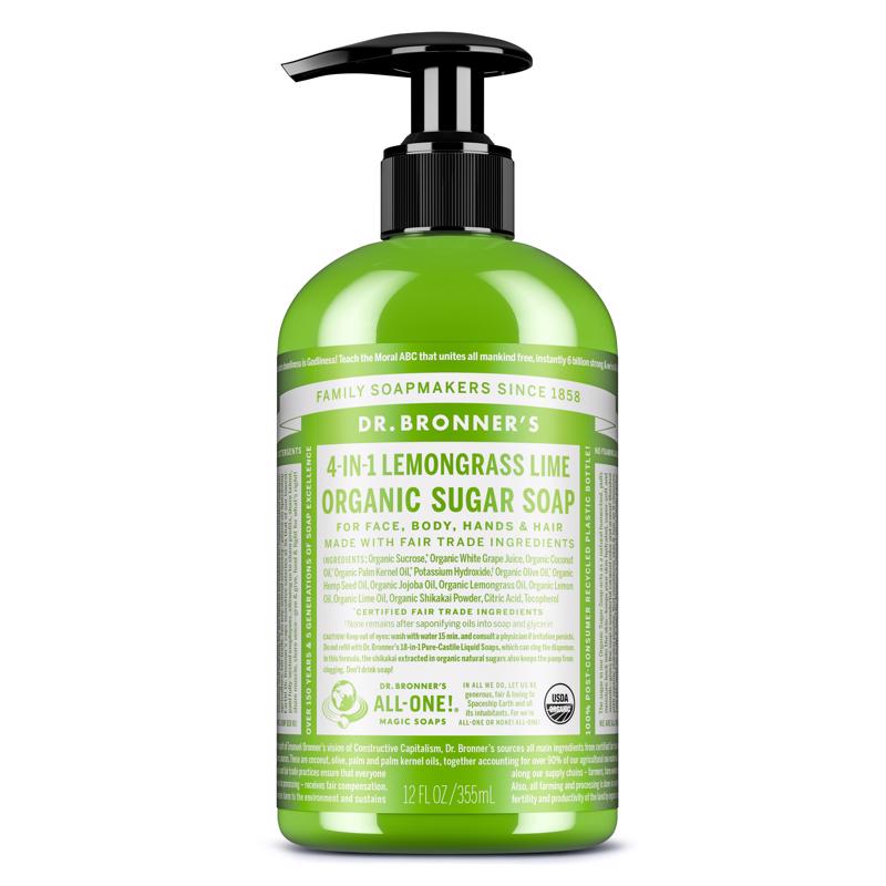 Dr. Bronner's Organic Lemongrass Lime Scent Sugar Scrub 12 oz