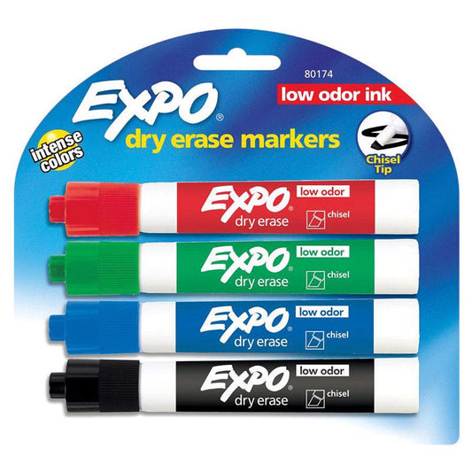 EXPO 1 Low Odor Assorted Color Dry Erase Markers 4 pk