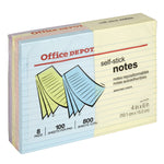 Office Depot 6 in. W X 4 in. L Assorted Pastel Sticky Notes 8 pad