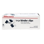 Office Depot Large Black/Silver Binder Clips 12 pk