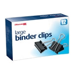 Officemate OIC Large Black/Silver Binder Clips 12 pk