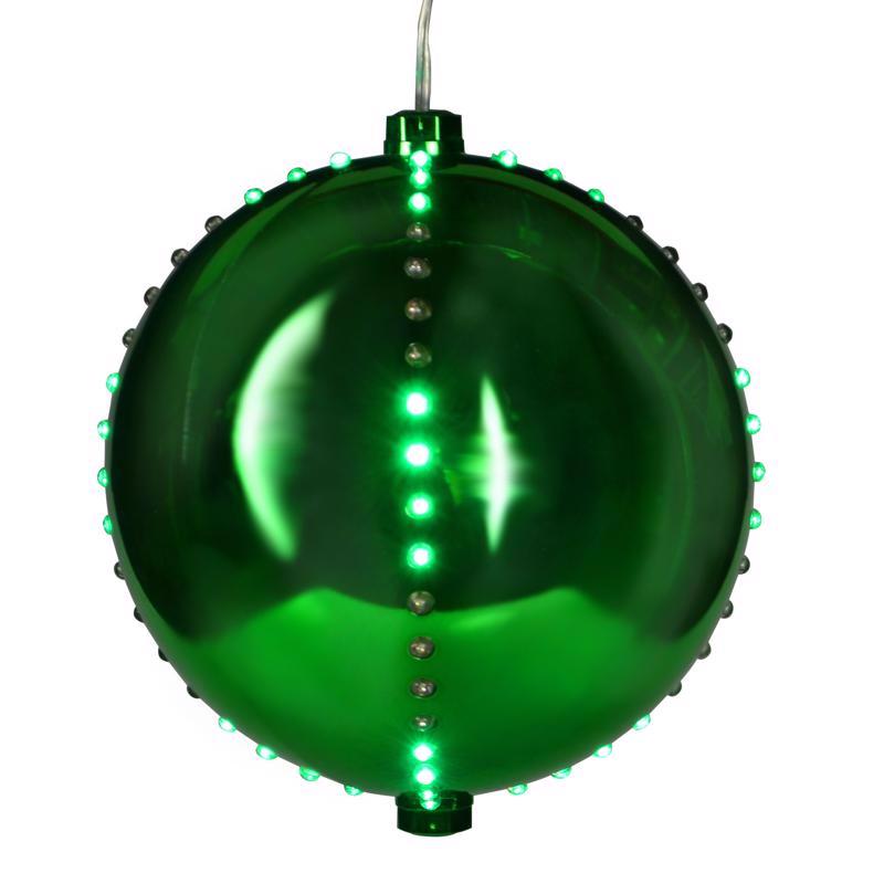 Celebrations Platinum LED Green Lighted Ornament 6 in. Hanging Decor