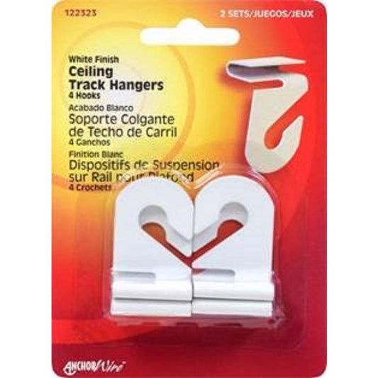 HILLMAN Small White Steel 1.55 in. L Ceiling Track Hanger 2 lb 4 pk