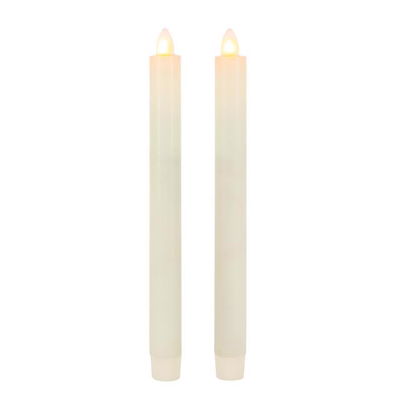 Gerson LED Bisque Aurora Flame Taper Candle 10 in.