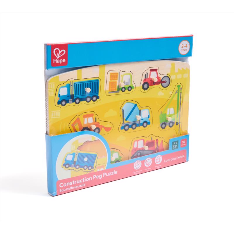 Hape Construction Peg Puzzle Multicolored 10 pc