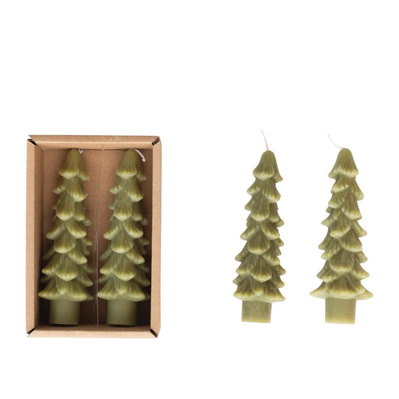 Creative Co-Op Green Christmas Tree Candle 5 in.