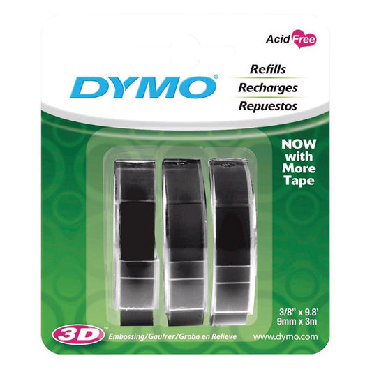 Dymo Self-Adhesive 3/8 in. W X 9.8 ft. L Black Embossing Label Maker Tape