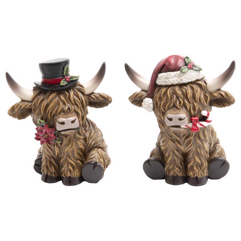 Gerson Assorted Holiday Cows Table Decor 4.33 in.