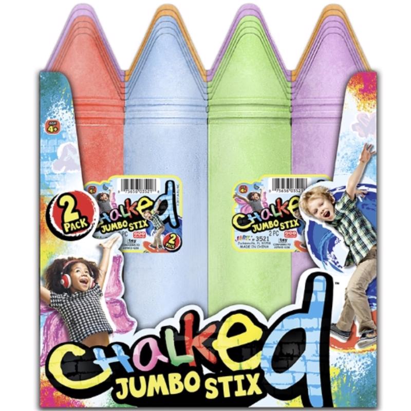 Chalked Jumbo Stix Chalk Multicolored 2 pc