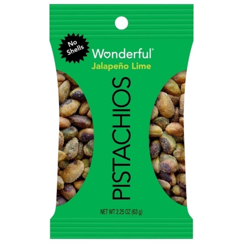 Wonderful No Shell Jalapeno Lime Pistachios 2.25 oz Bagged
