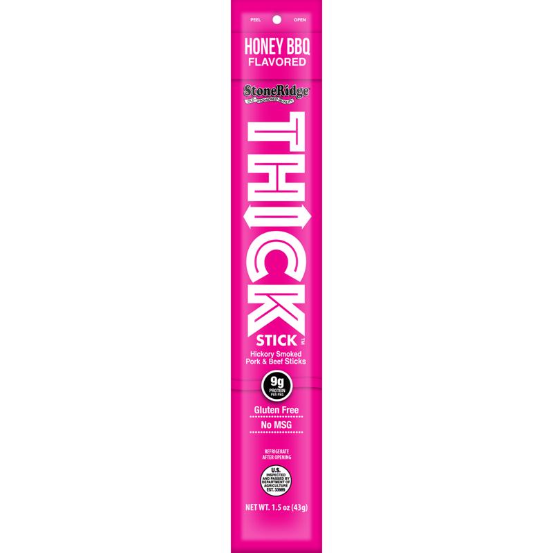 StoneRidge Wholesale Thick Stick Honey BBQ Meat Sticks 1.5 oz Shrink Wrapped