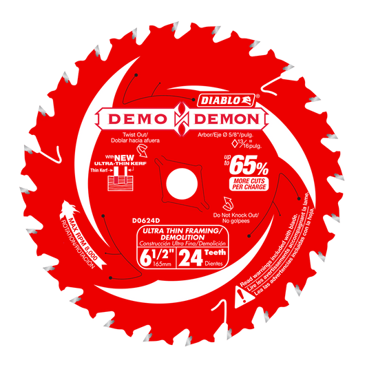 Diablo Demo Demon 6-1/2 in. D X 5/8 in. TiCo Hi-Density Carbide Framing Blade 24 teeth 1 pk — 10-Pack