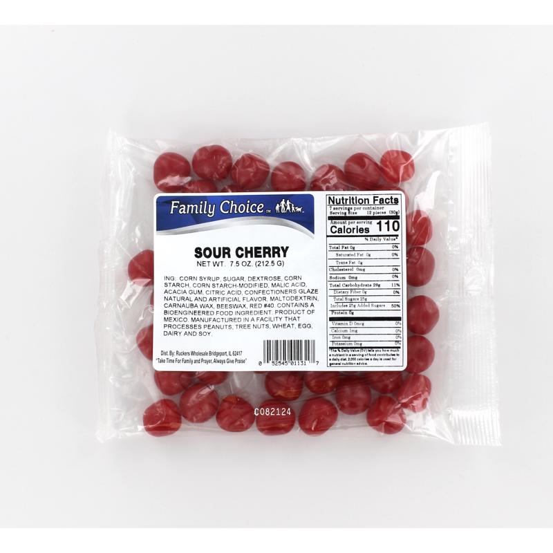 Family Choice Sour Cherry Chewy Candy 7.5 oz