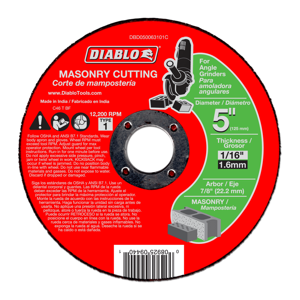 Diablo 5 in. D X 7/8 in. X 1/16 in. thick Silicon Carbide Masonry Cut-Off Disc 1 pk