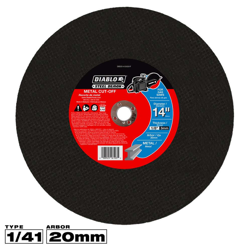 Diablo Steel Demon 14 in. D X 20 M X 1/8 in. thick Metal Cutting Disc 1 pc
