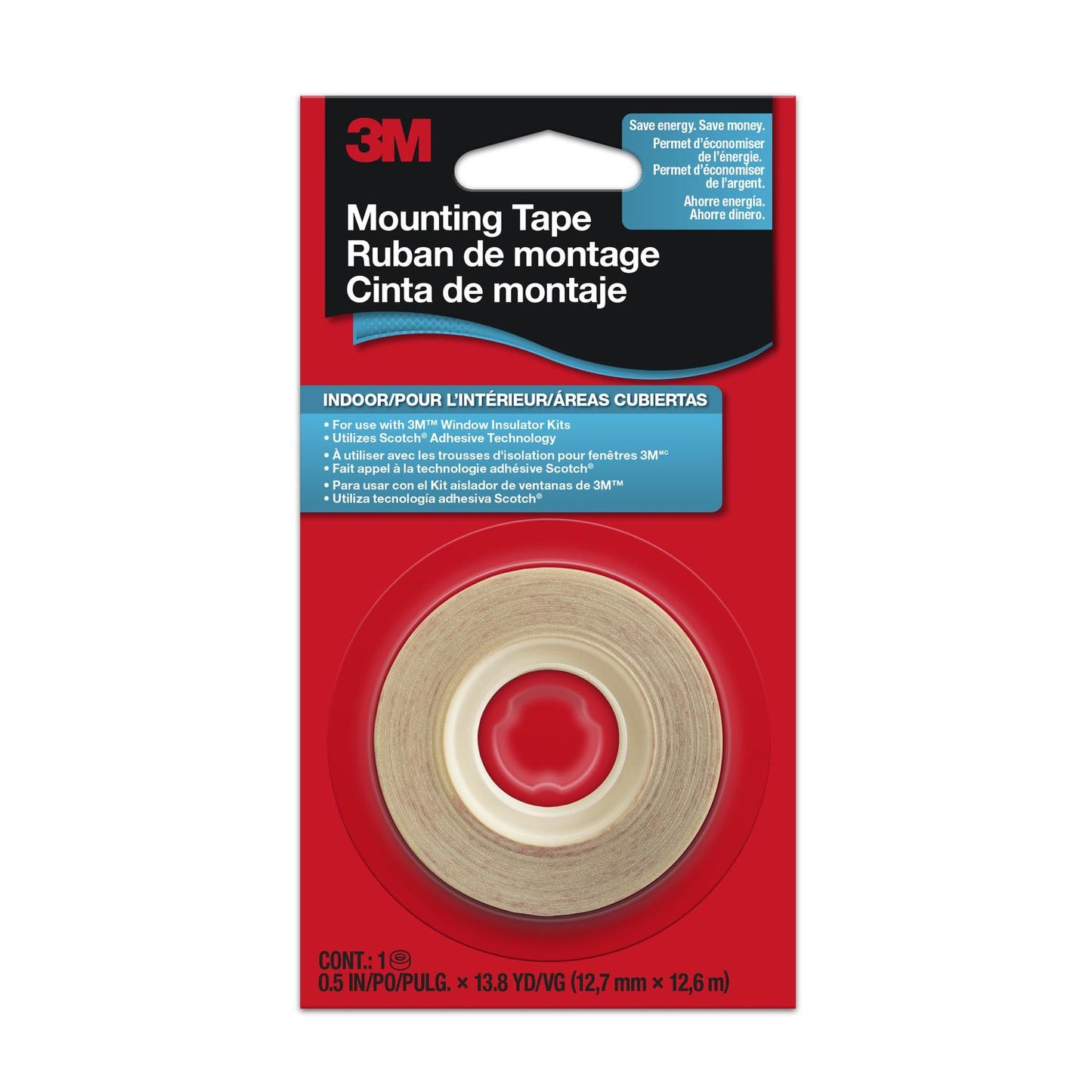 3M Indoor Mounting Tape 41.4 in. L X 1/2 in. W 1 Rolls