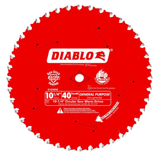 Diablo 10-1/4 in. D X 5/8 in. TiCo Hi-Density Carbide Circular Saw Blade 40 teeth 1 pk
