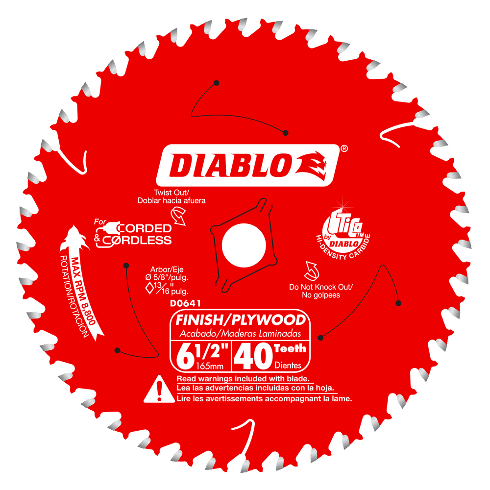 Diablo 6-1/2 in. D X 5/8 in. Finish/Plywood TiCo Hi-Density Carbide Finish Saw Blade 40 teeth 1 pk — 10-Pack