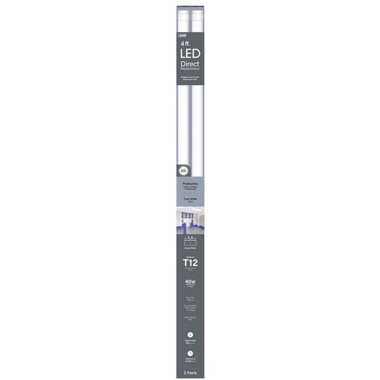 Feit Plug & Play T12 Cool White 48 in. G13 (Medium Bi-Pin) Linear LED Bulb 40 Watt Equivalence 2 pk