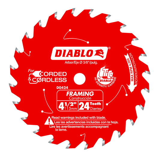 Diablo 4-1/2 in. D X 3/8 in. TiCo Hi-Density Carbide Framing Saw Blade 24 teeth 1 pk