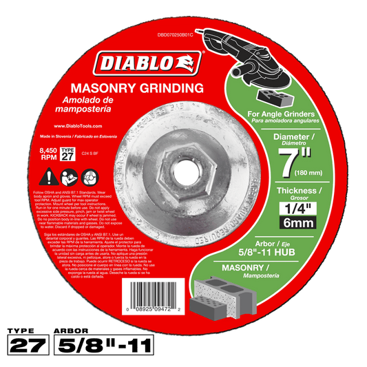 Diablo 7 in. D X 5/8 in. X 1/4 in. thick Silicon Carbide Masonry Circular Cut-Off Disc 1 pc