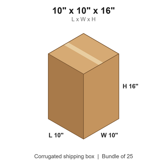 10 x 10 x 16 in corrugated shipping box