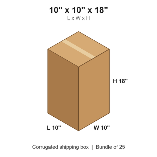 10 x 10 x 18 in corrugated shipping box
