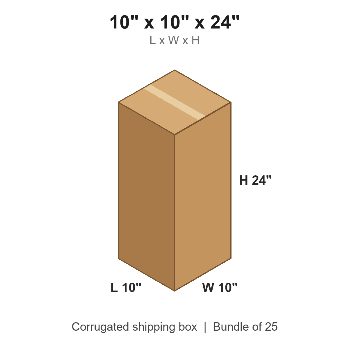 10 x 10 x 24 in corrugated shipping box