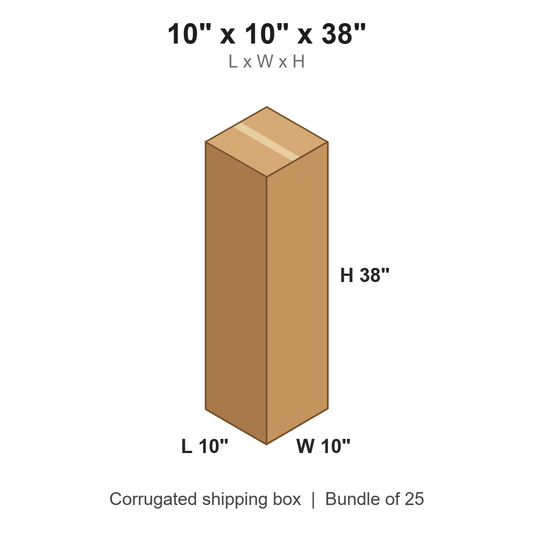 10 x 10 x 38 in corrugated shipping box