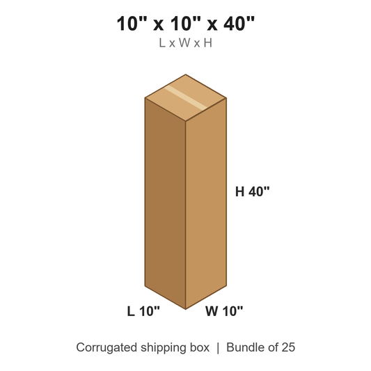 10 x 10 x 40 in corrugated shipping box