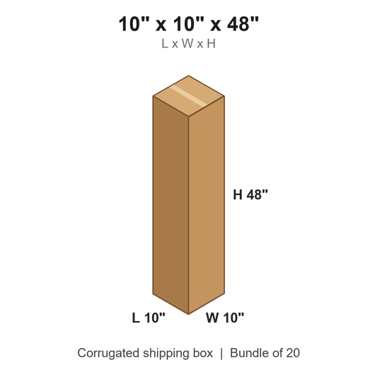 10 x 10 x 48 in corrugated shipping box