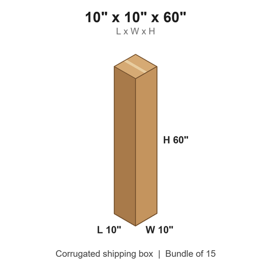 10 x 10 x 60 in corrugated shipping box